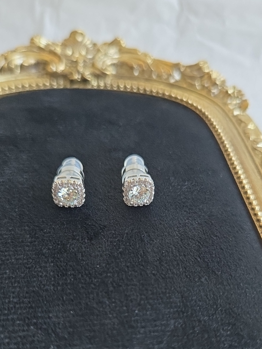 Sterling Silver Mossanite Halo Stud Earrings - Timeless Sparkle